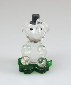 Glaselefant mit Zylinder auf Glasklee (VPE20)