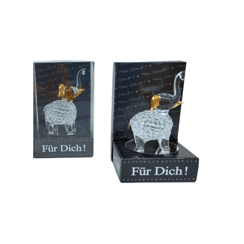 Glaselefant Goldohr auf Spiegel (VPE 10) – Bild 2