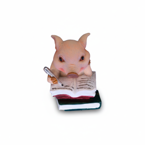 Polyschwein schreibt auf Büchern (VPE 9)