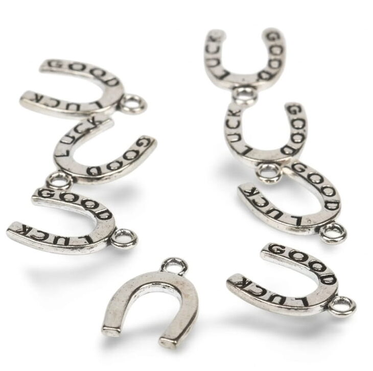 Metalltalis silber, Hufeisen "Good Luck (VPE 100)