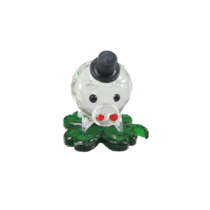 Glasschwein mit Zylinder auf Glasklee (VPE20)