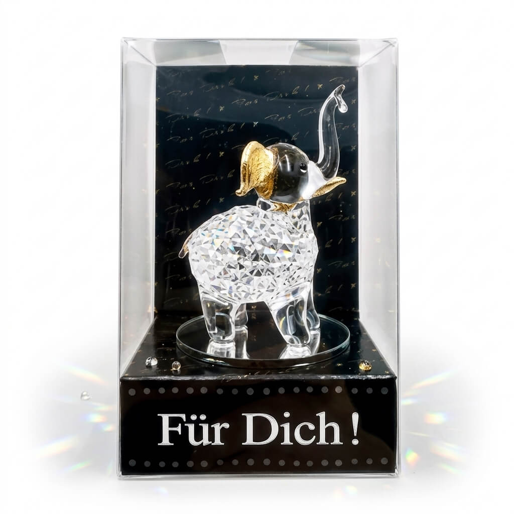 Glaselefant auf Spiegel (VPE 6)