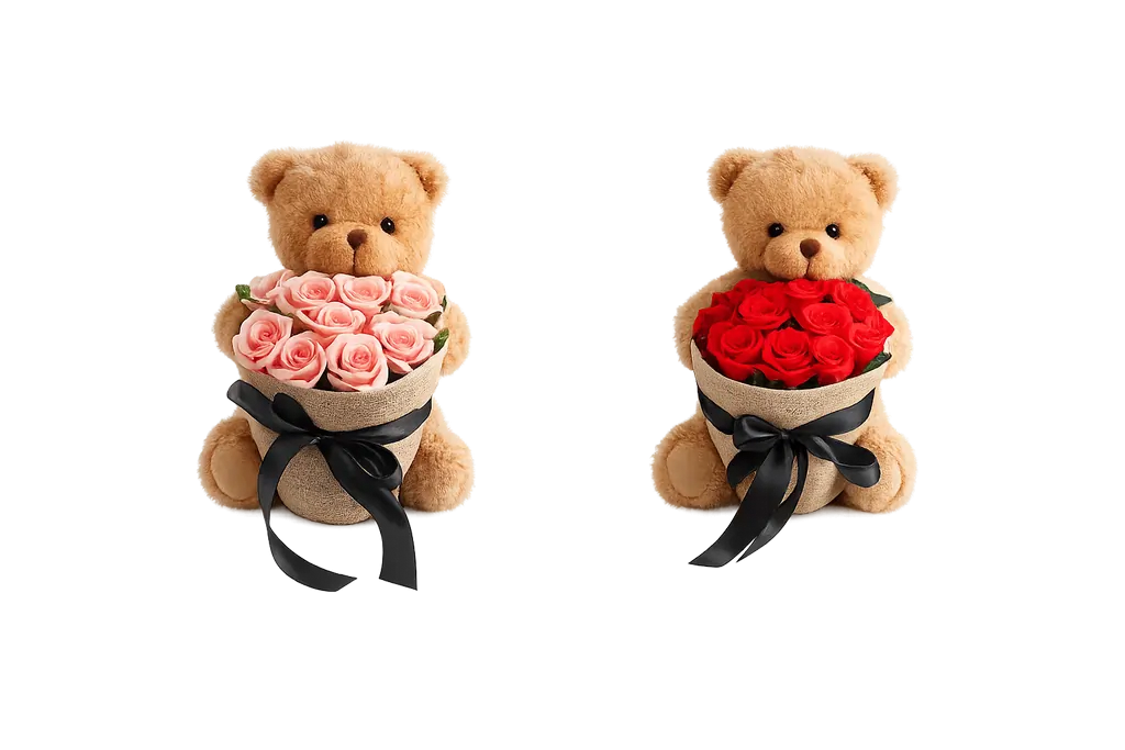 Bär mit Rosen im Korb (VPE 1)