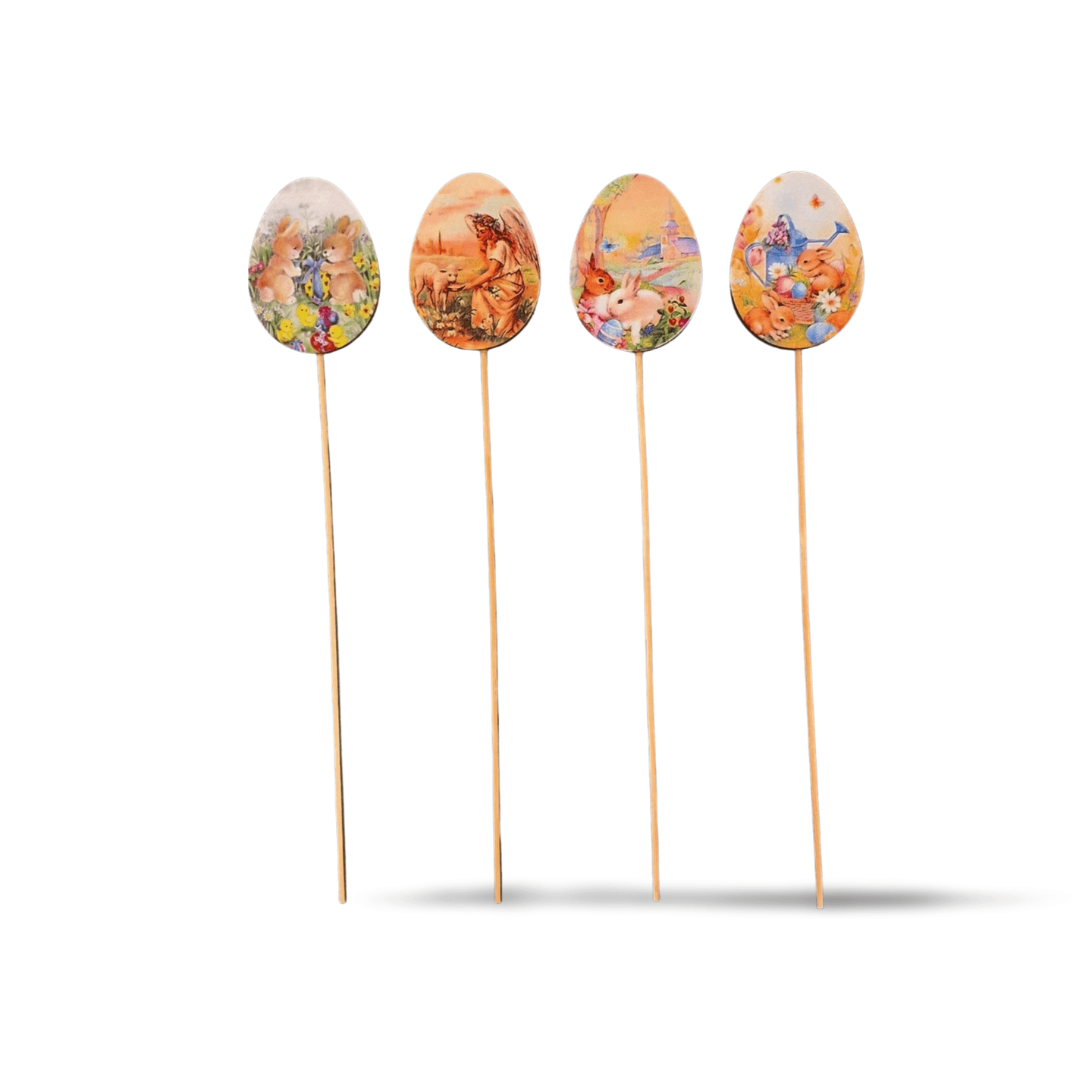 Osterhasenmotive bunt auf Holz