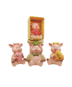 Glücksschwein sitzend mit Spruch (VPE 12)