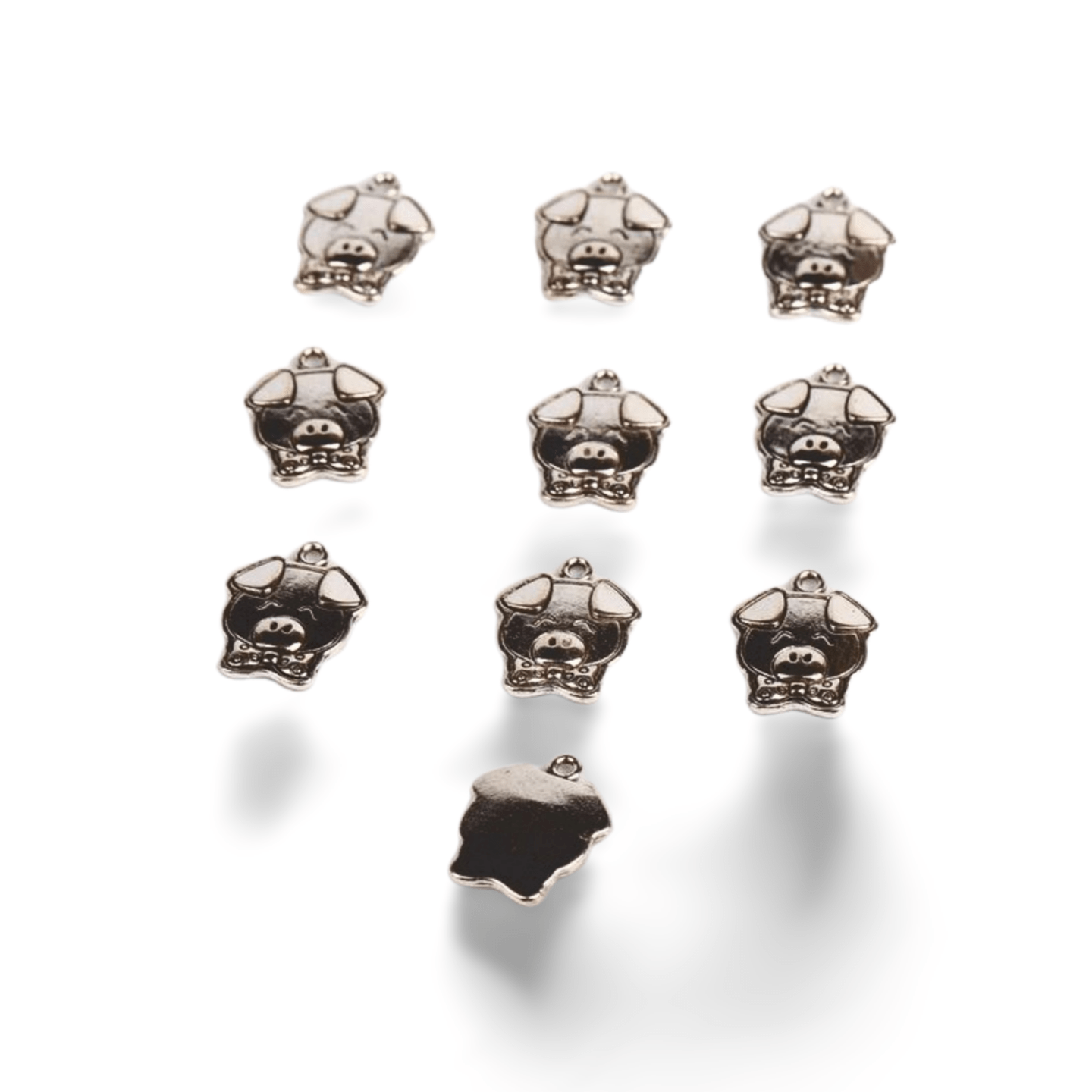 Metalltalis silber, Schwein (VPE 100) – Bild 3