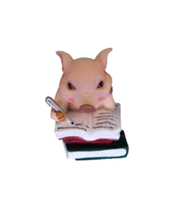 Polyschwein schreibt auf Büchern (VPE 9)