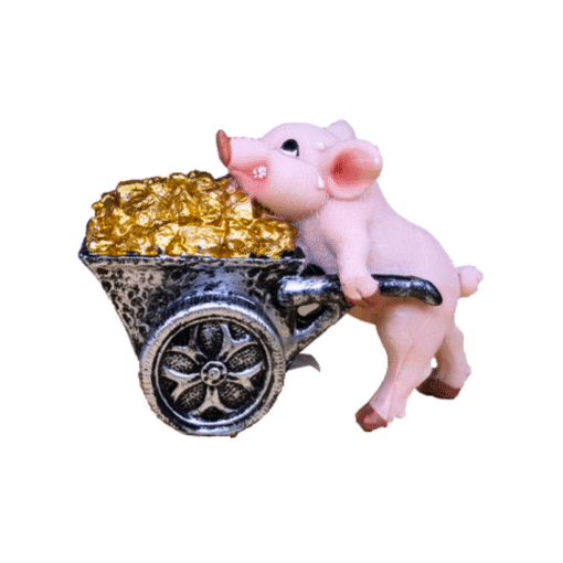 Polyschwein mit Schubkarren voll Gold (VPE 9)